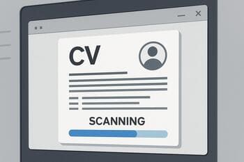 Personalista prechádza CV na obrazovke