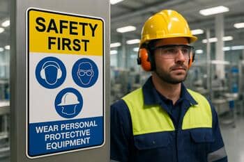 Výrobná hala s bezpečnostným značením