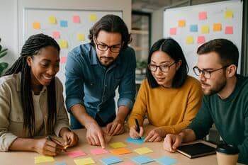 Tím v dielni pri pracovnom stole